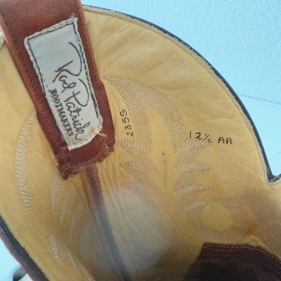 Rod Patrick Mens Cowboy Boots 12.5 AA Brown Caiman Leather Western Square Toe - Picture 10 of 13